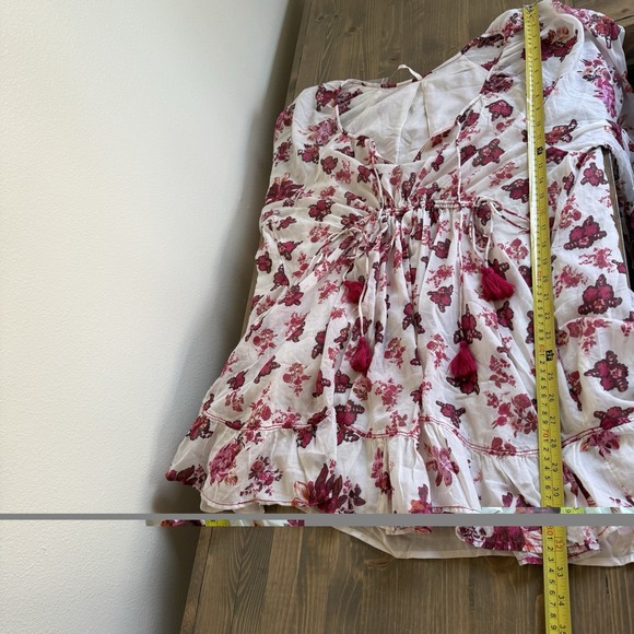 Free People Womens Large Ivory Combo Floral Long Sleeve‎ Camellia Mini Dress - Picture 11 of 11